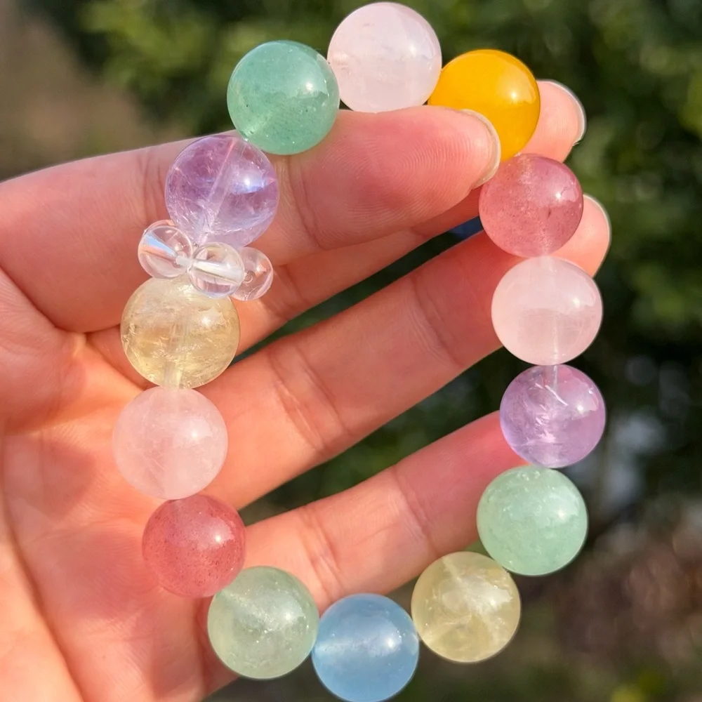 14mm stretchable rainbow‎ color crystal bracelet 1090